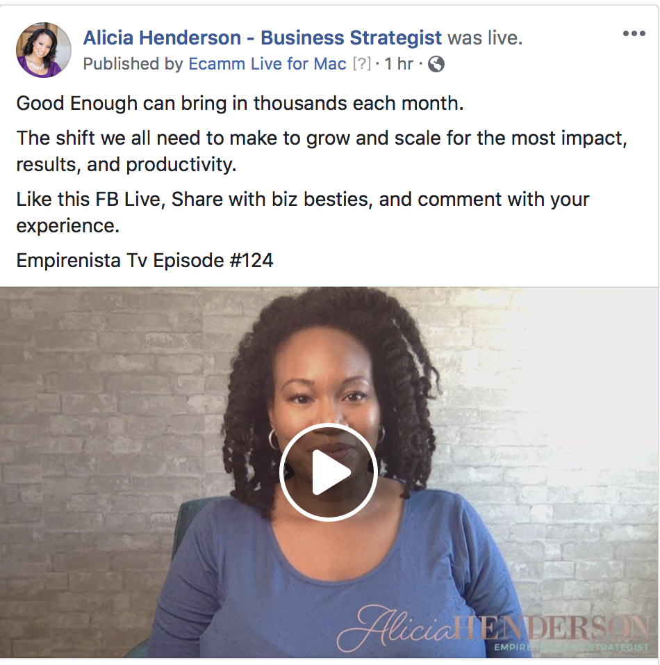 Alicia Henderson Facebook Live broadcast video